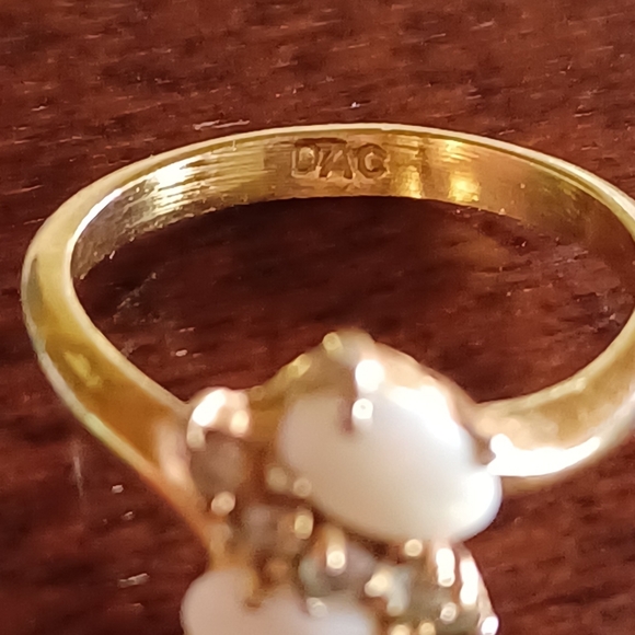 DAC White Stone and CZ Gold Ring (VTG) - Picture 7 of 9